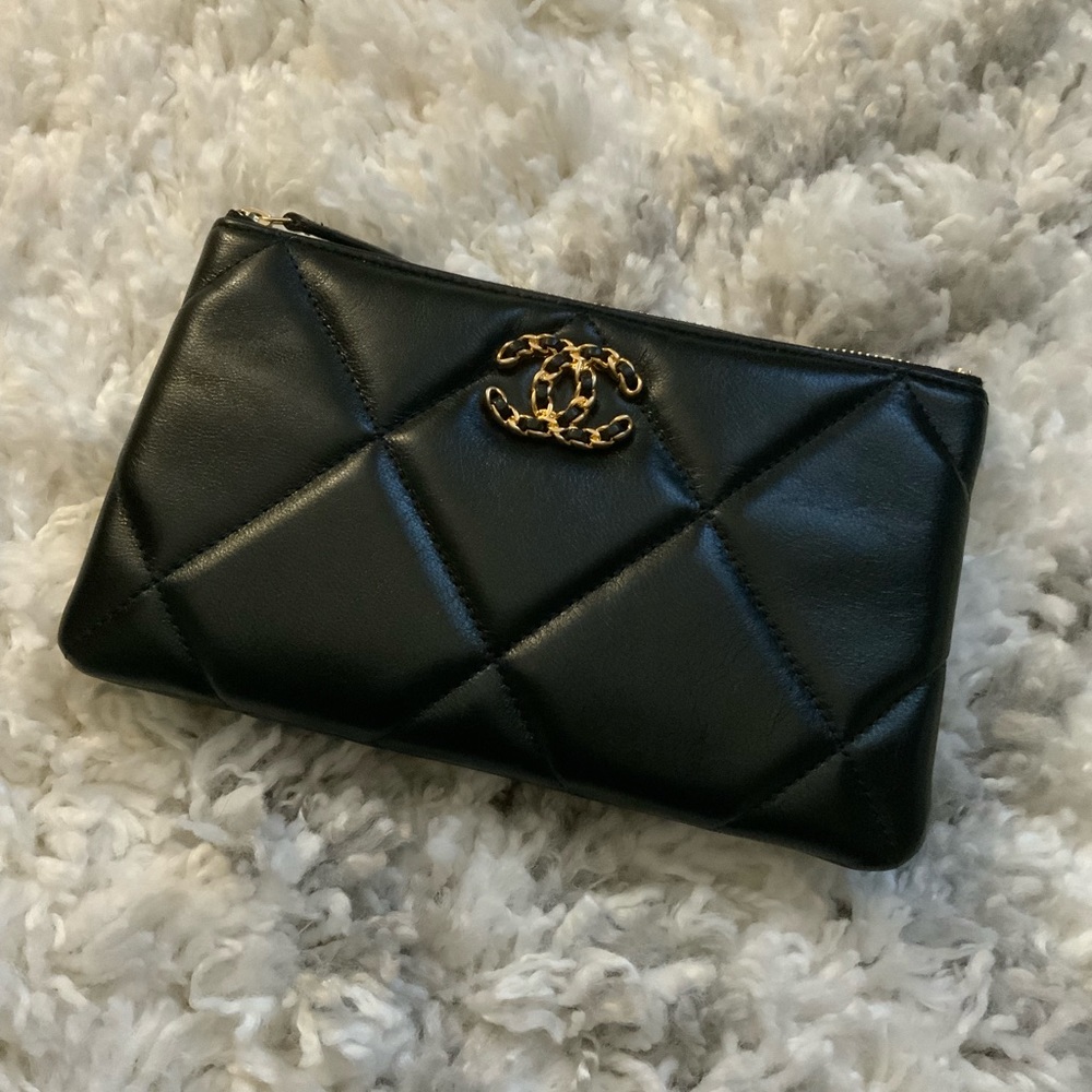 CHANEL Goatskin Quilted Small Chanel 19 Pouch